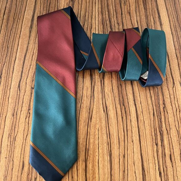 Vintage Perry Ellis Hand Made Silk Tie Multicolor - Picture 7 of 8